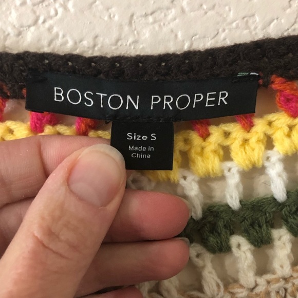 Boston Proper Crochet Knit Rainbow Baby Doll Cardigan Sweater - Size Small - Picture 4 of 9